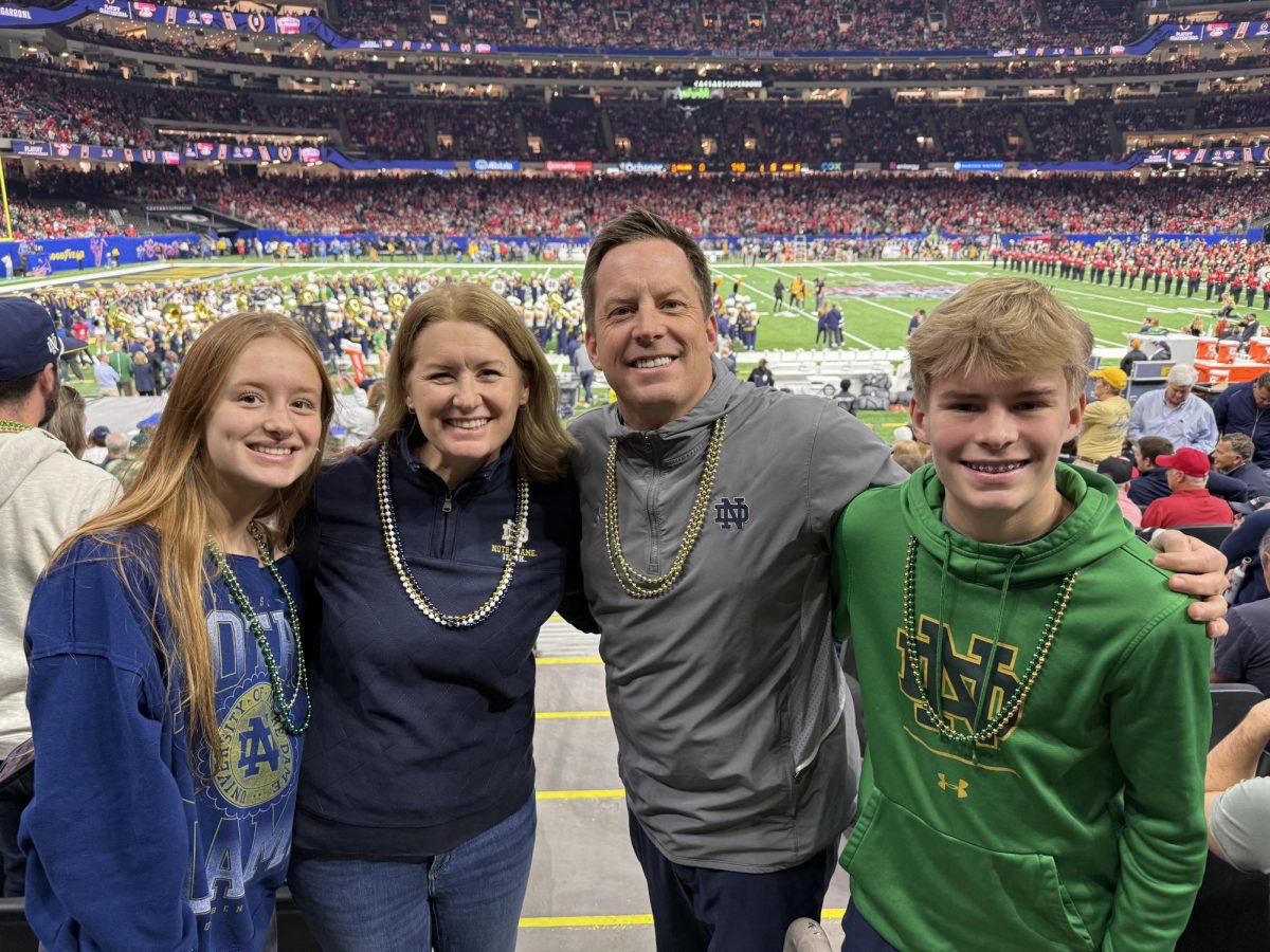 Spring Lake High School teacher Kelli Heavilin and her family of Notre Dame fans attended the College Football Playoff game against Georgia in New Orleans. 