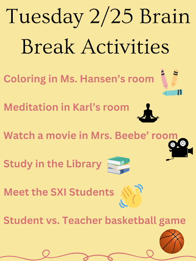 Spring Lake Schedules Brain Break for Tuesday, Febuary 25th